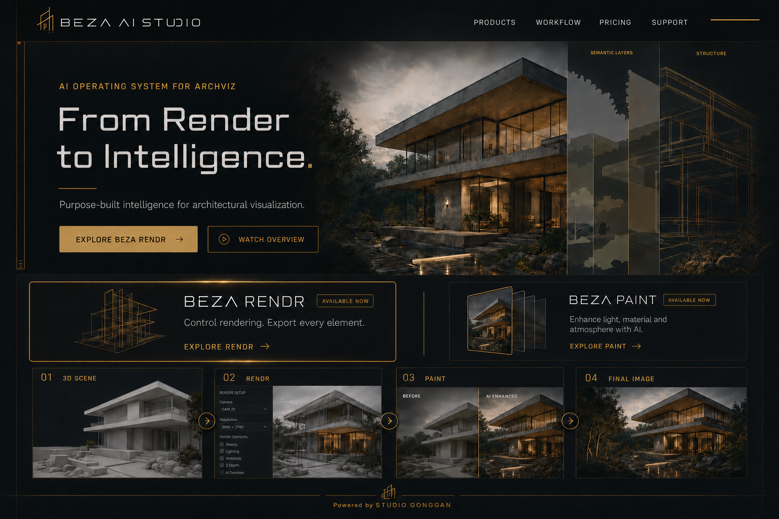 BEZA RENDR 콘셉트 화면